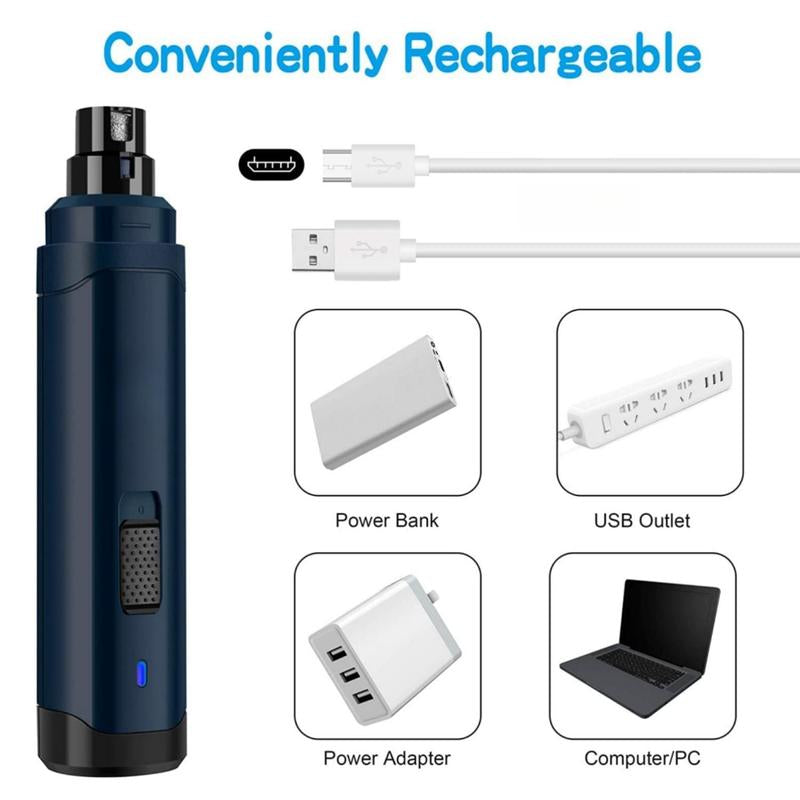 Professional Electric Dog Nail Grinder - 2 Speed Pet Trimmer for Dogs & Cats with Charging Cable