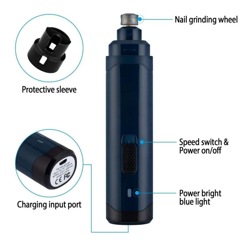 Professional Electric Dog Nail Grinder - 2 Speed Pet Trimmer for Dogs & Cats with Charging Cable