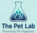 Logo of The Pet Lab with a beaker and paw print on a blue background