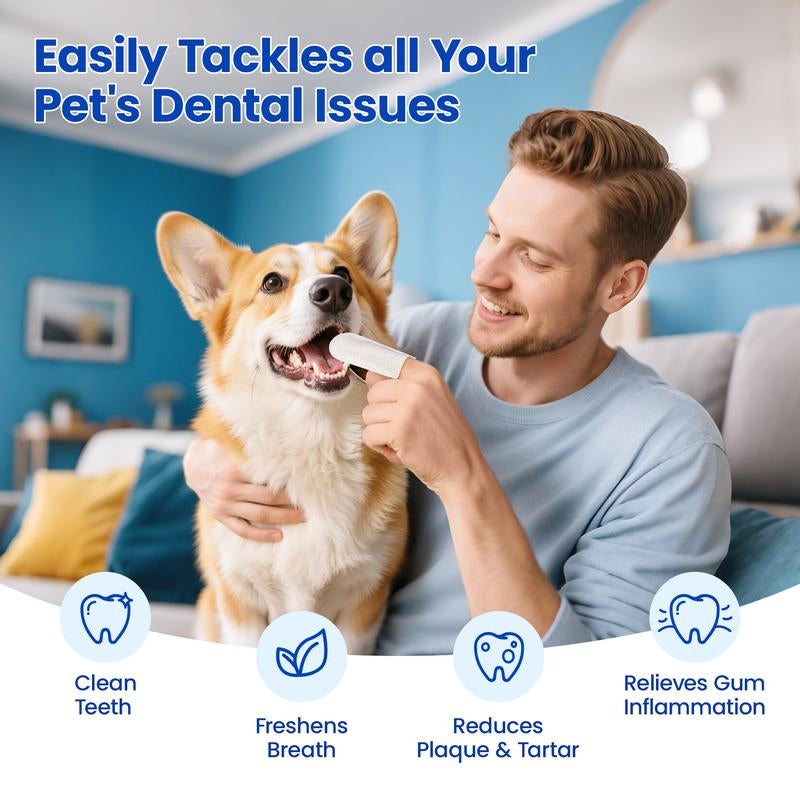 Pet Cleaning Wipes for Dogs and Cats – No-Rinse Finger Wipes Kit Soft & Disposable – 60 Count