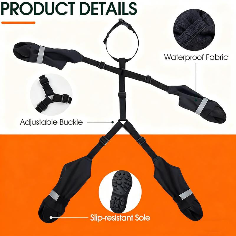 Ultimate Dog Harness Boots - Waterproof Winter Snow Pants with Reflective Non-Slip Paw Protectors for Large Dogs