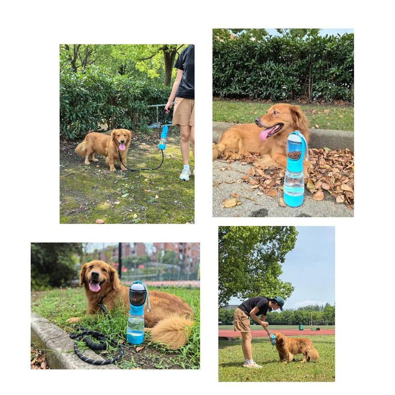 Outdoors Adventures Made Easy With The 3-In-1 Portable Water & Food Bottle with Poop Bag Holder - Includes Free 15Ct Dog Poop Bags