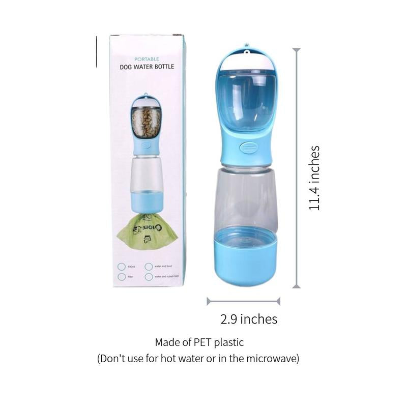 Outdoors Adventures Made Easy With The 3-In-1 Portable Water & Food Bottle with Poop Bag Holder - Includes Free 15Ct Dog Poop Bags