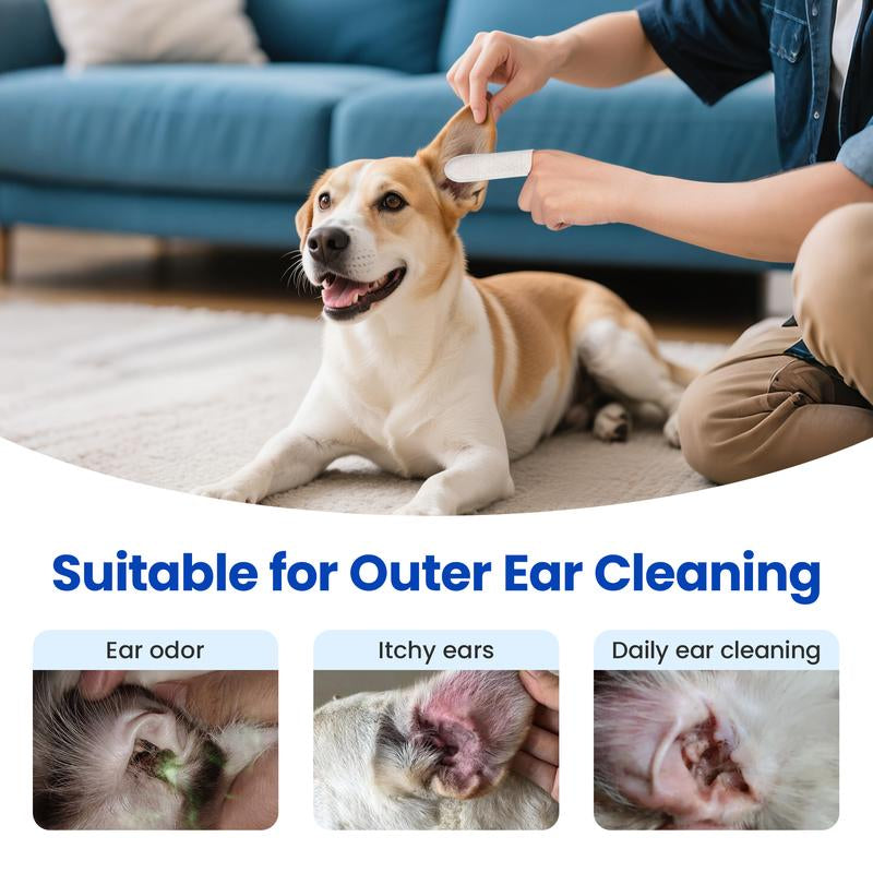 Pet Cleaning Wipes for Dogs and Cats – No-Rinse Finger Wipes Kit Soft & Disposable – 60 Count